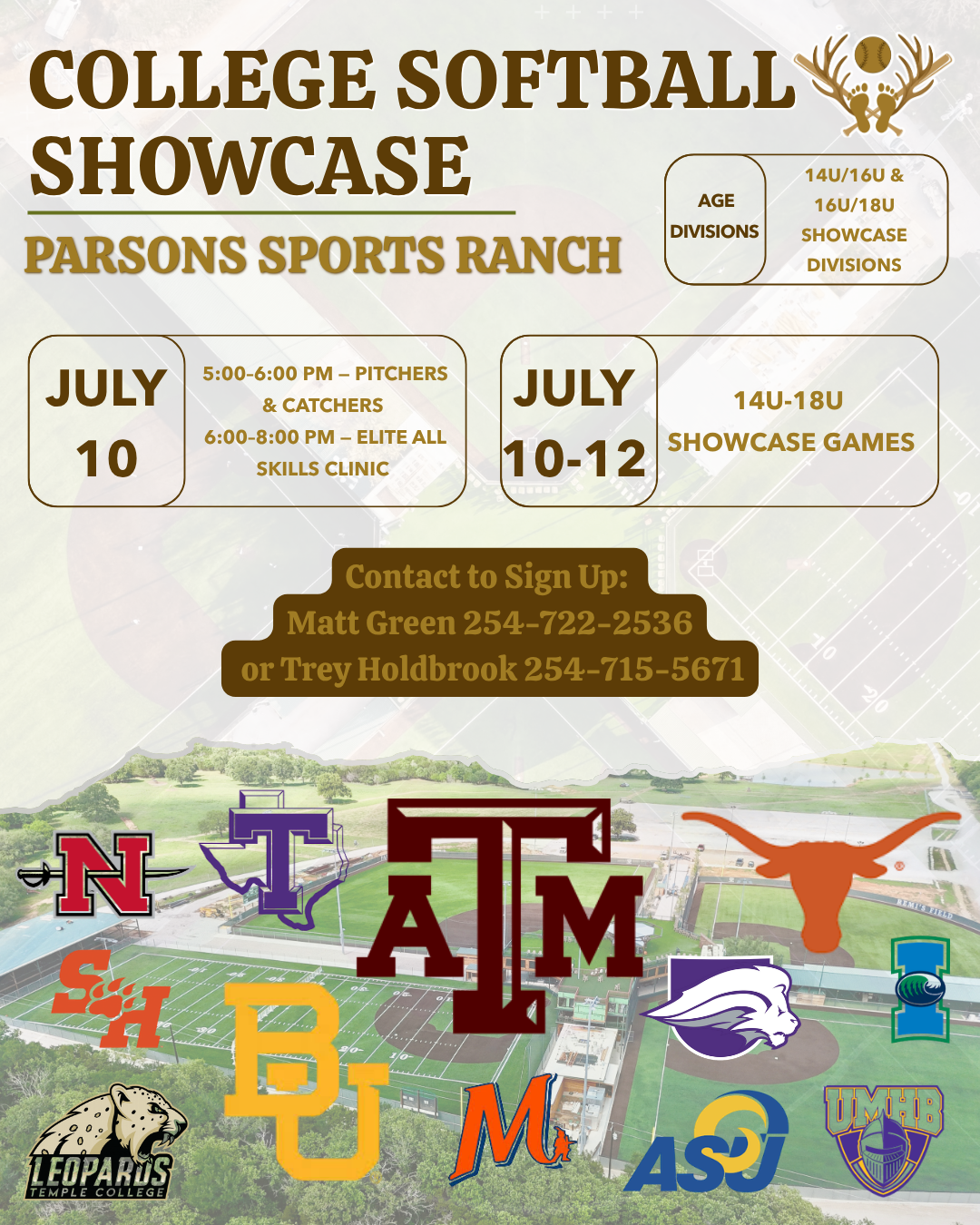 College Softball Showcase at Parsons Sports Ranch July 10-12
